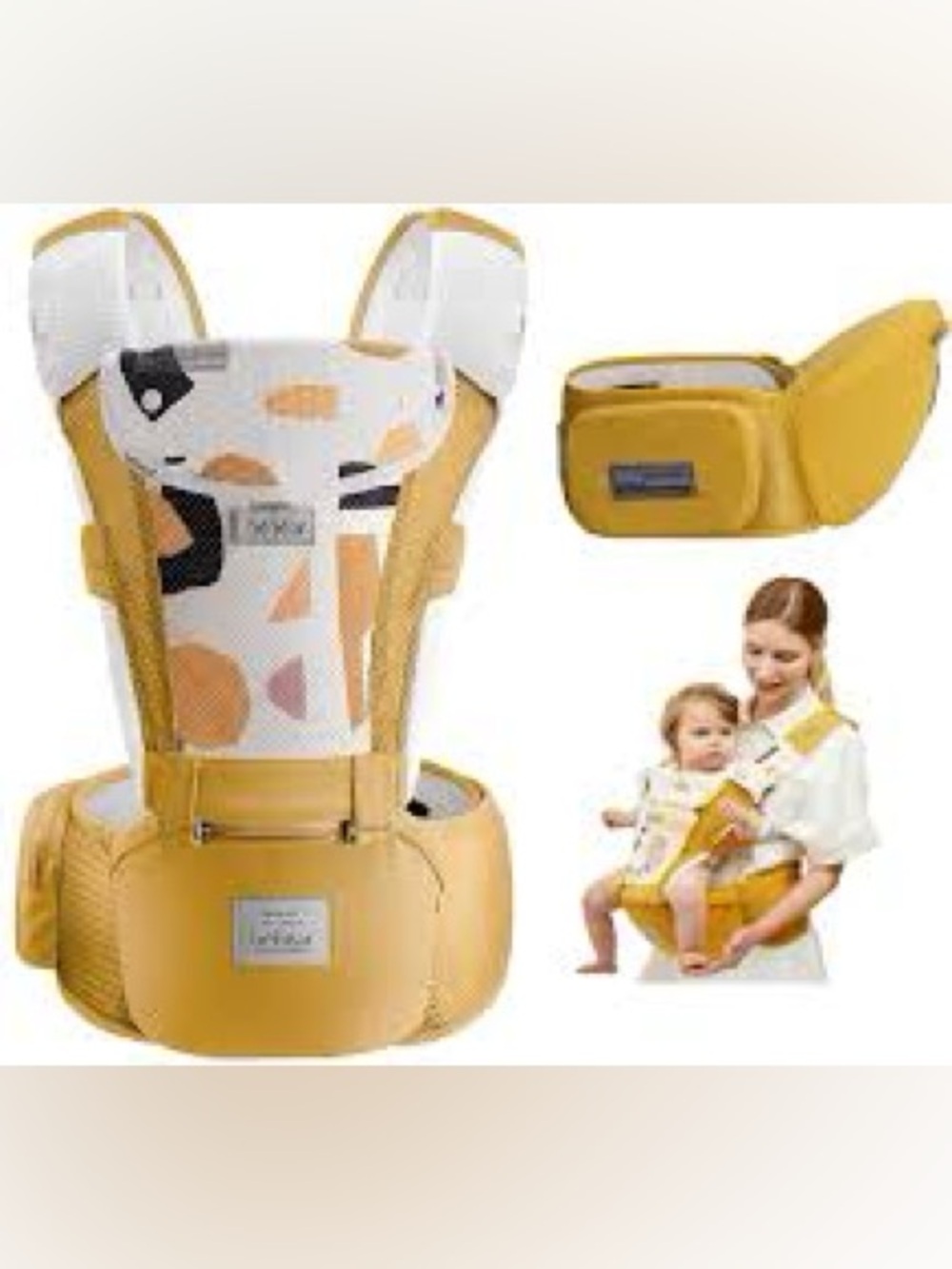 Bebear Mustard Yellow Infant/Hip seat with Patterned Panel like new!